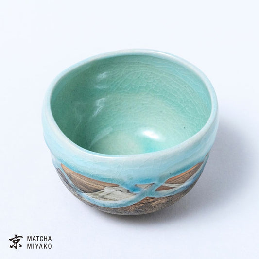 Chawan - Japanese Tea Bowl, Blue flow glaze style