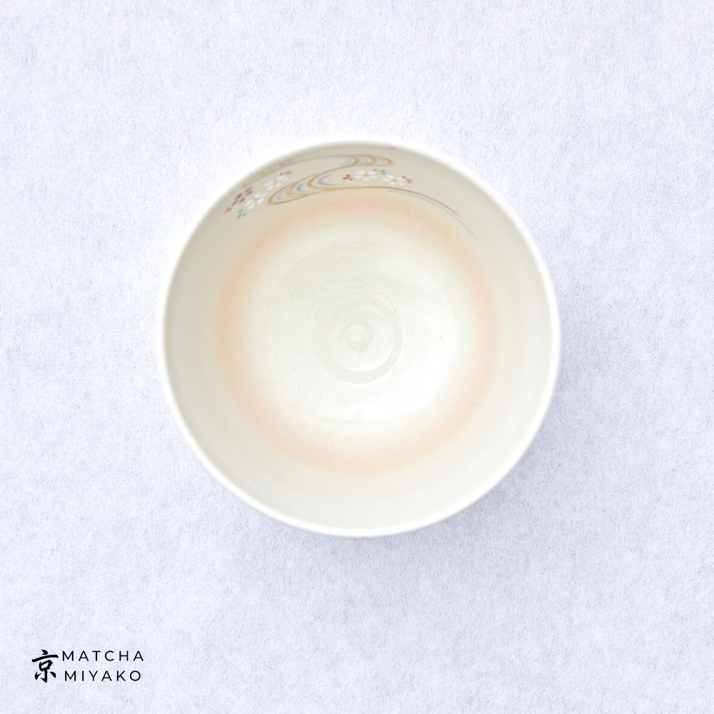 Kiyomizu-yaki Chawan - Japanese Teabowl, Four Seasons pattern