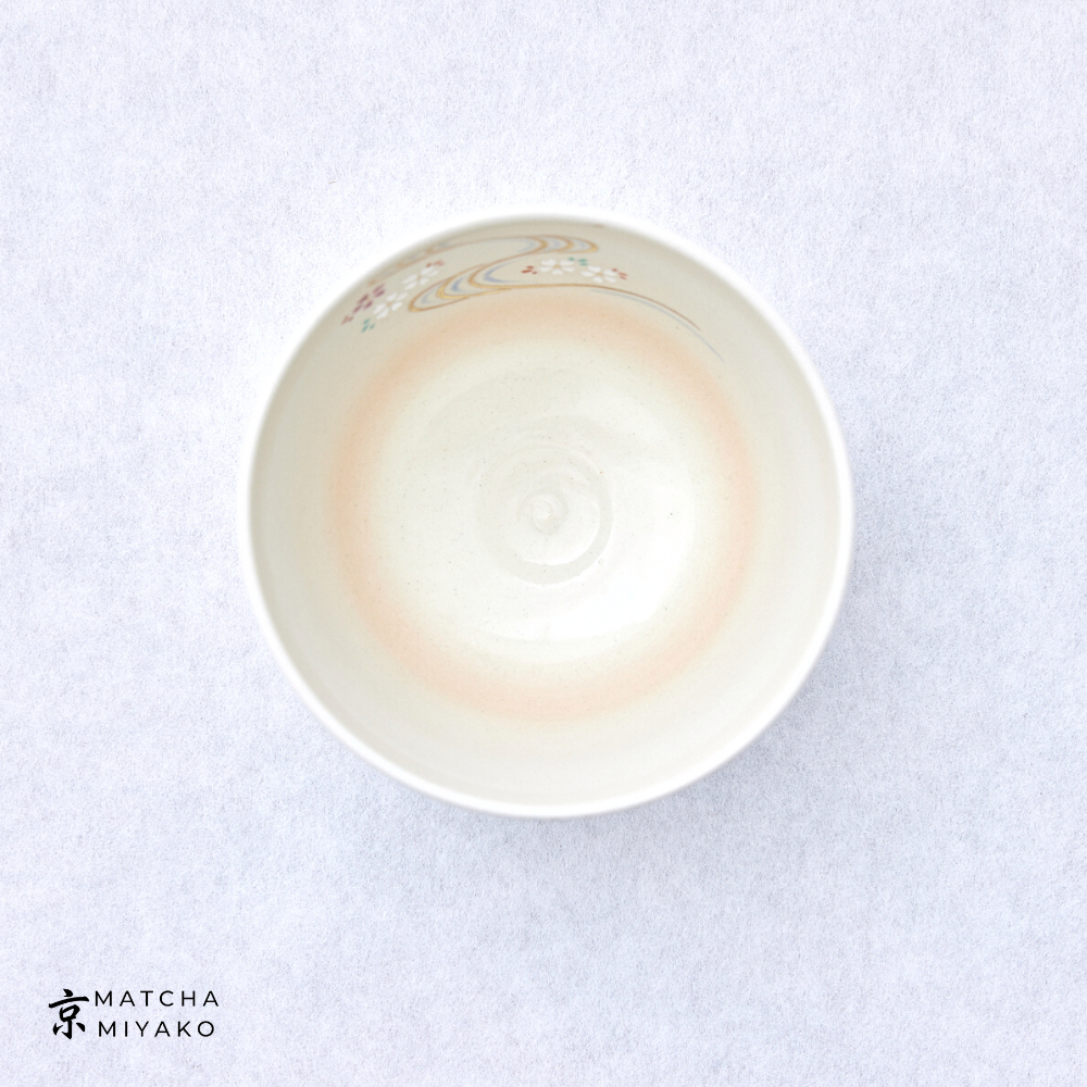 Kiyomizu-yaki chawan - japán teáscsésze, négy évszak mintázat