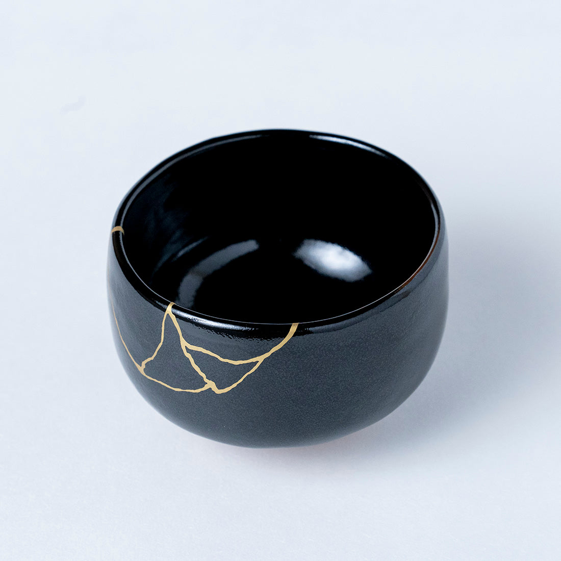 Japanese Matcha Tea Set - Tenmoku kintsugi (black)