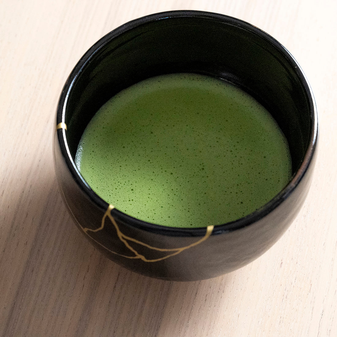 Japanese Matcha Tea Set - Tenmoku kintsugi (black)
