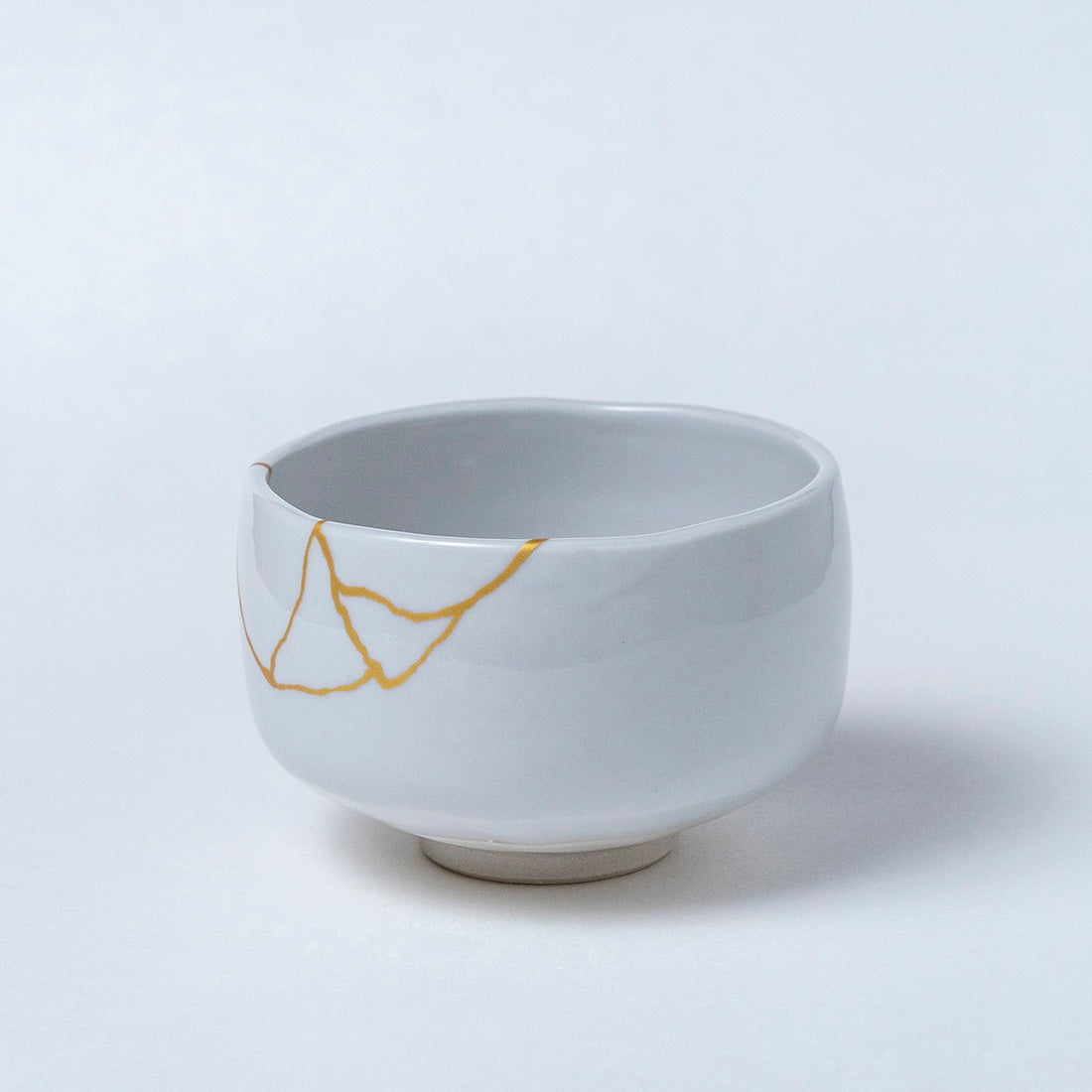 Japanese Matcha Tea Set - Tenmoku kintsugi (white)