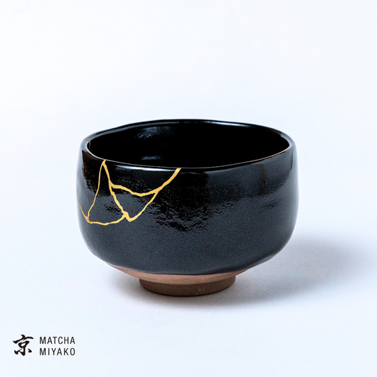 Chawan - Japanese Tea Bowl, Tenmoku kintsugi style (black)