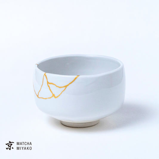 Chawan - Japanese Tea Bowl, Tenmoku kintsugi style (white)